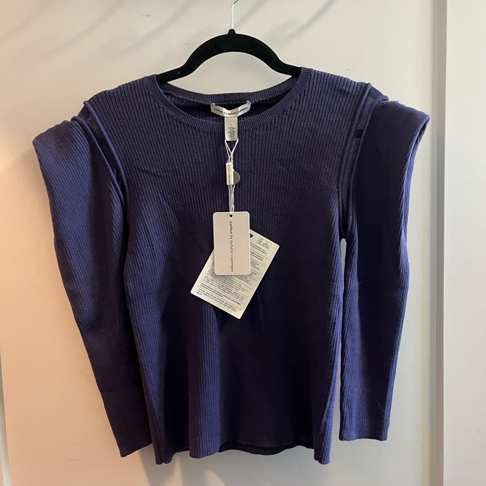 Autumn Cashmere Deep Purple Ribbed Knit Top